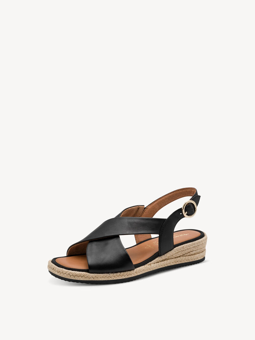 Leren Sandaaltje - zwart, BLACK, hi-res