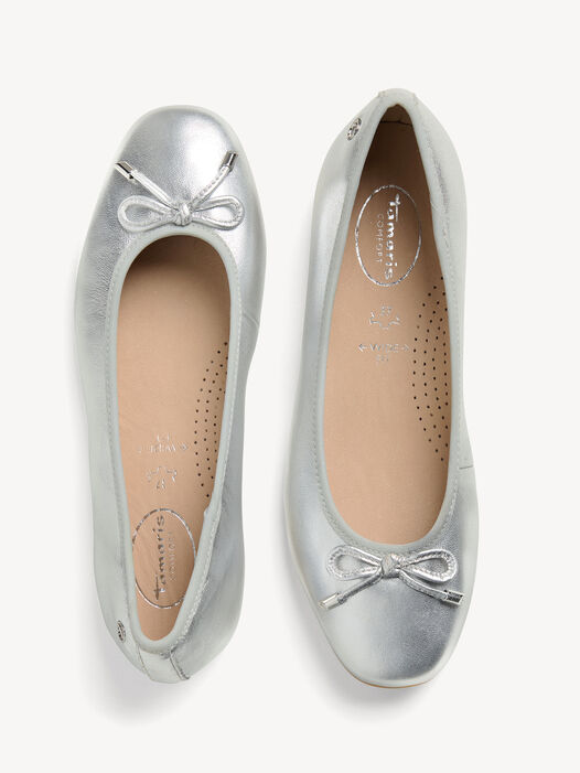 Leren Ballerina, SILVER, hi-res