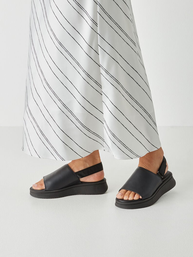 Leren Sandaaltje - zwart, BLACK LEATHER, hi-res