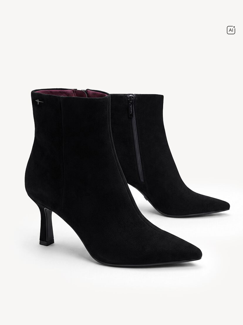 Leren Enkellaarsje - zwart, BLACK, hi-res