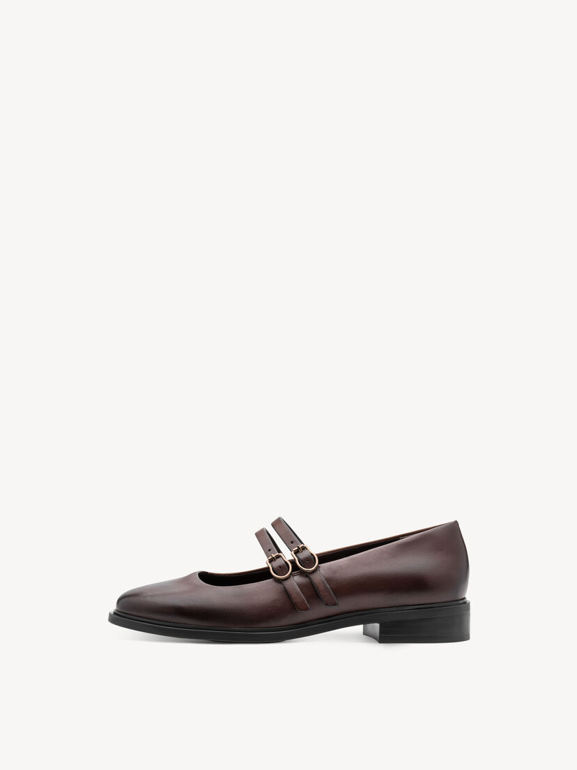 Leren Ballerina - bruin, MAHOGANY, hi-res