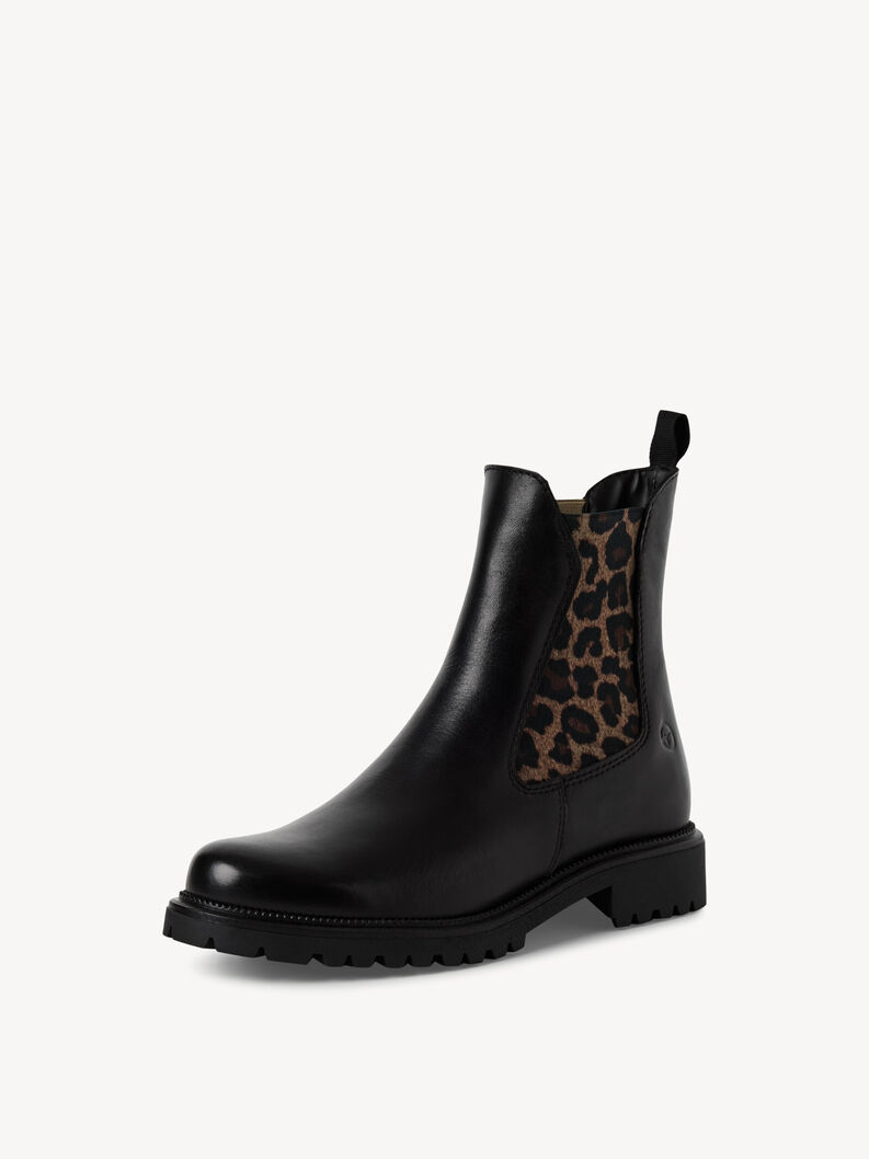 Leder Chelsea Boot - schwarz, BLACK/LEOPARD, hi-res