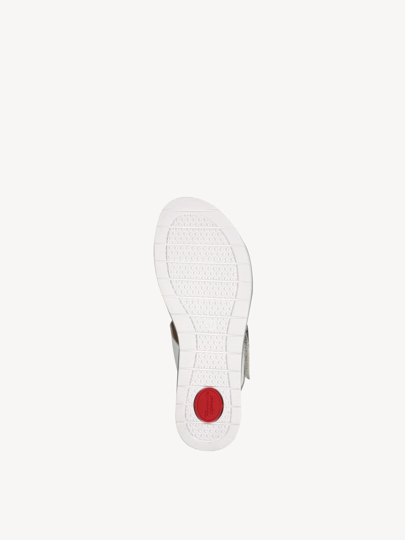 Leather Heeled sandal - white, WHITE/SILVER, hi-res