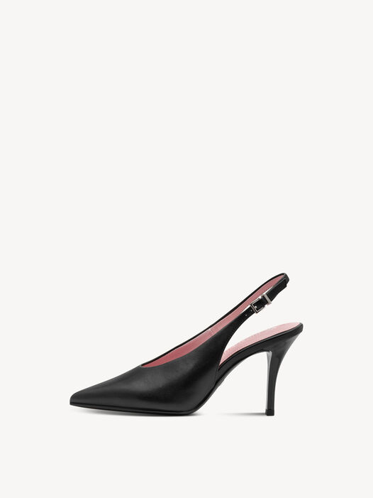 Slingpumps, BLACK LEATHER, hi-res