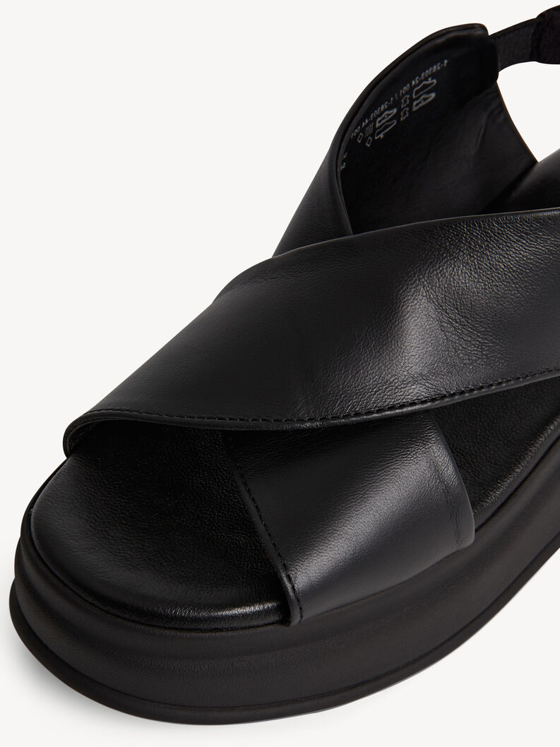 Leather Heeled sandal - black, BLACK, hi-res