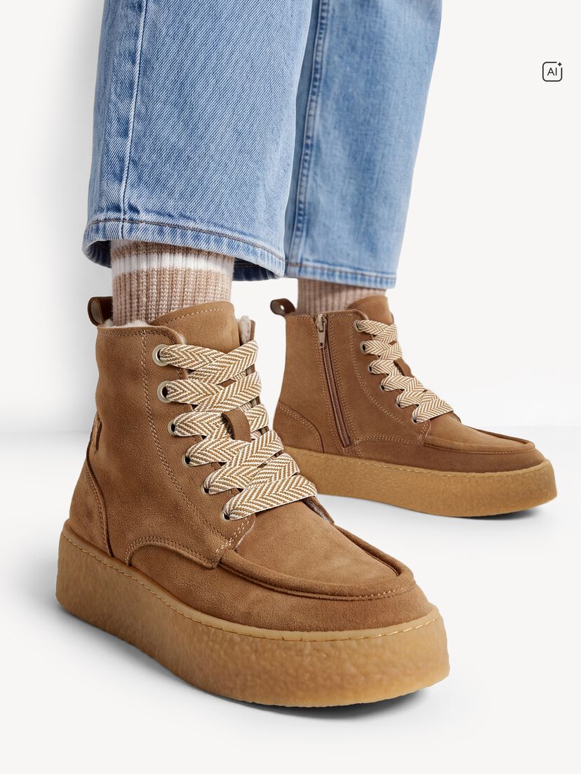 Leren Enkellaarsje - beige, beige, hi-res