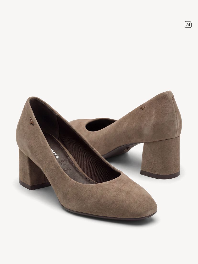 Leren Pumps - bruin, TAUPE SUEDE, hi-res