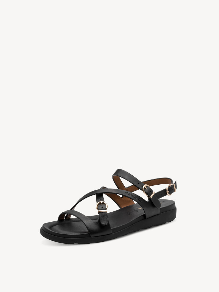 Leren Sandaal - zwart, BLACK, hi-res