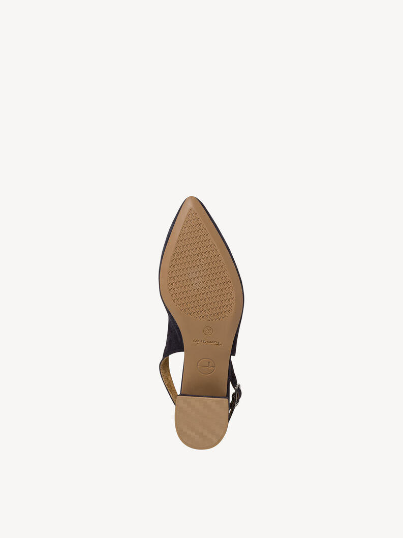 Leather sling pumps - blue, NAVY, hi-res