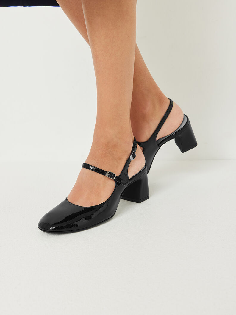 Slingpumps - zwart, BLACK PATENT, hi-res