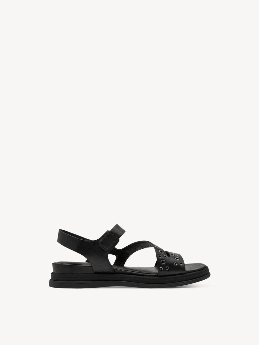 Leren Sandaaltje - zwart, BLACK LEATHER, hi-res