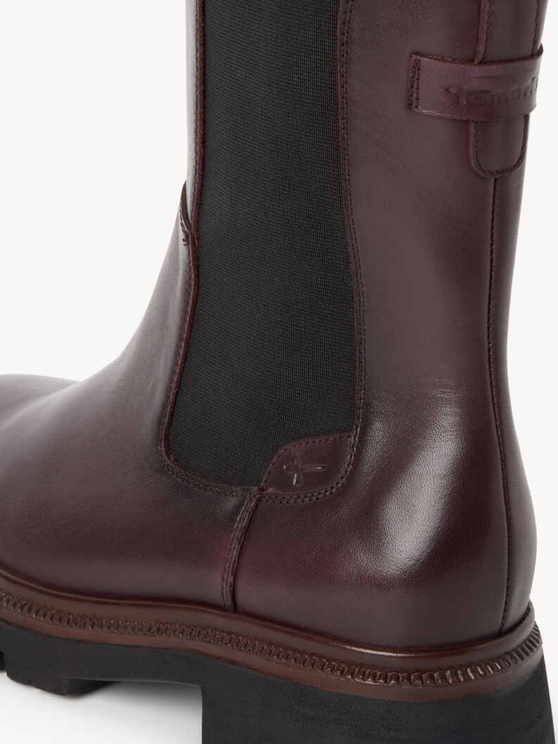 Bottine Chelsea en cuir - rouge, BORDEAUX, hi-res