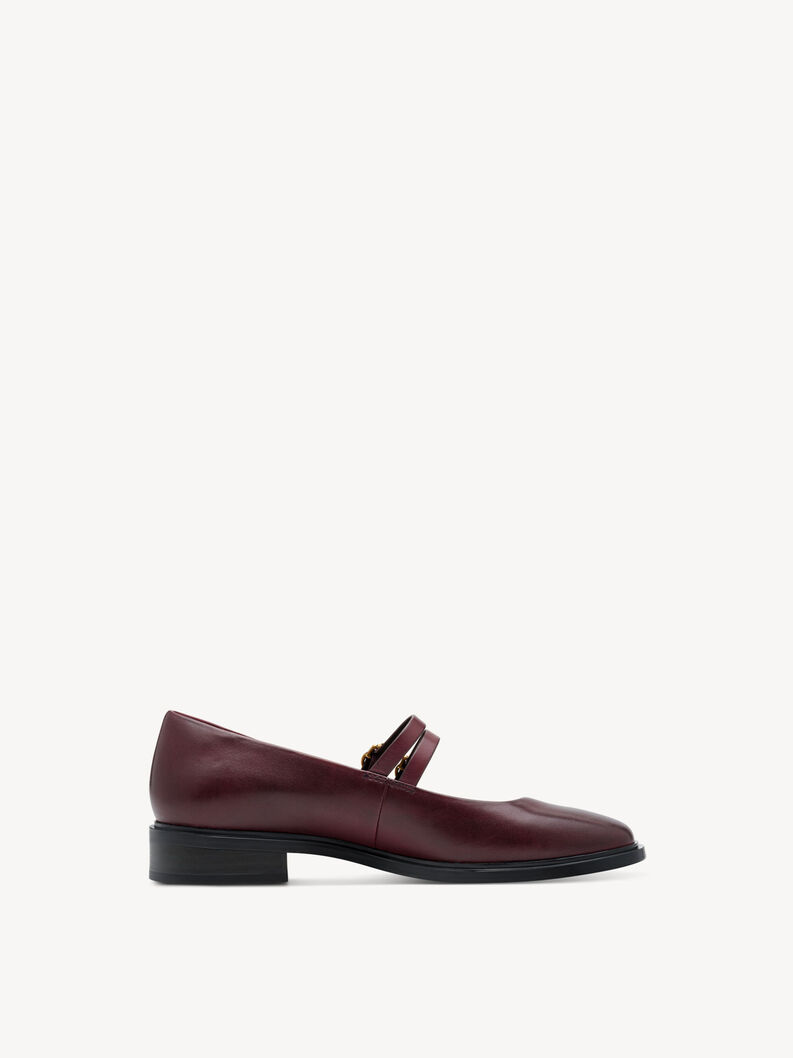 Ballerine en cuir - rouge, MERLOT, hi-res