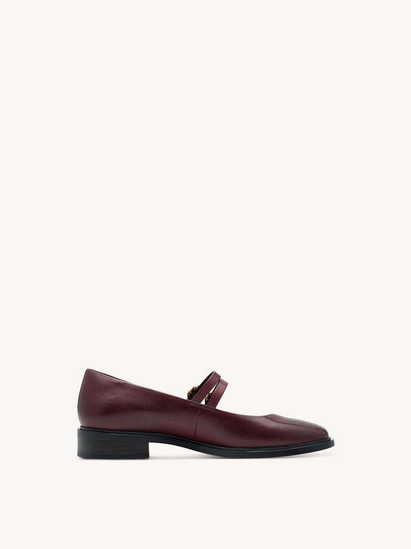 Leren Ballerina - rood, MERLOT, hi-res