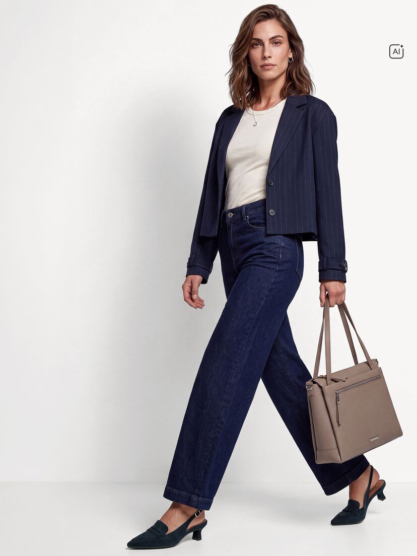 Leren Slingpumps - blauw, NAVY, hi-res