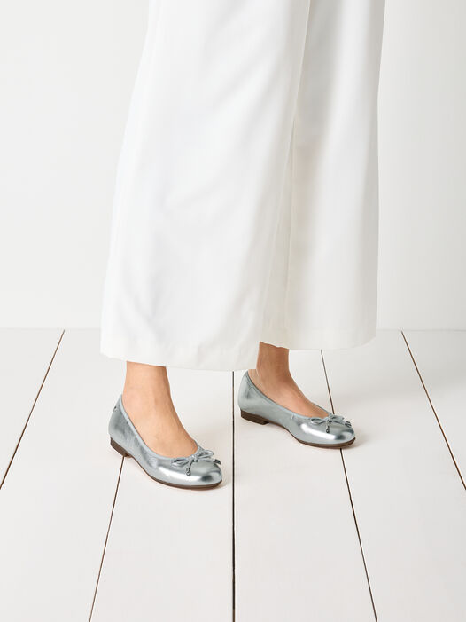 Leren Ballerina, SILVER, hi-res