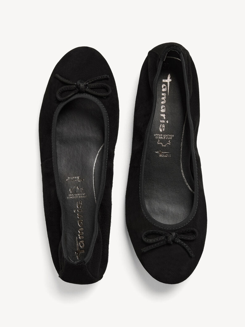 Ballerine en cuir - noir, BLACK, hi-res