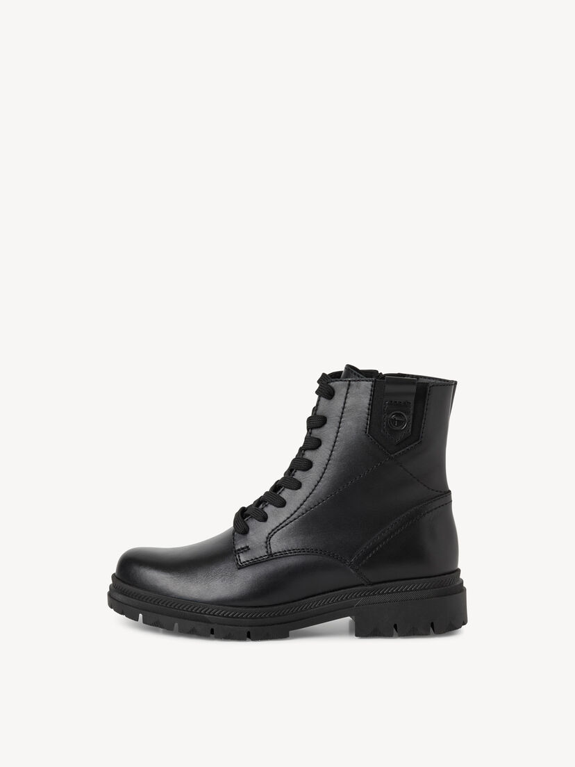 Leren Enkellaarsje - zwart, BLACK LEATHER, hi-res