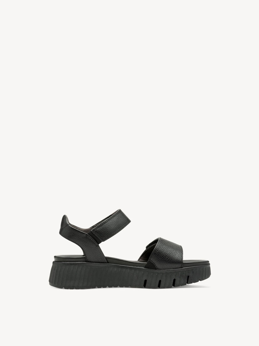 Leren Sandaaltje - zwart, BLACK, hi-res