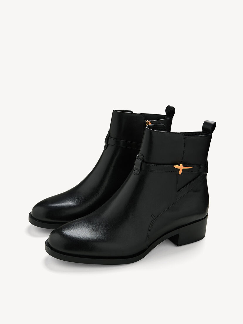 Leren Enkellaarsje - zwart, BLACK, hi-res