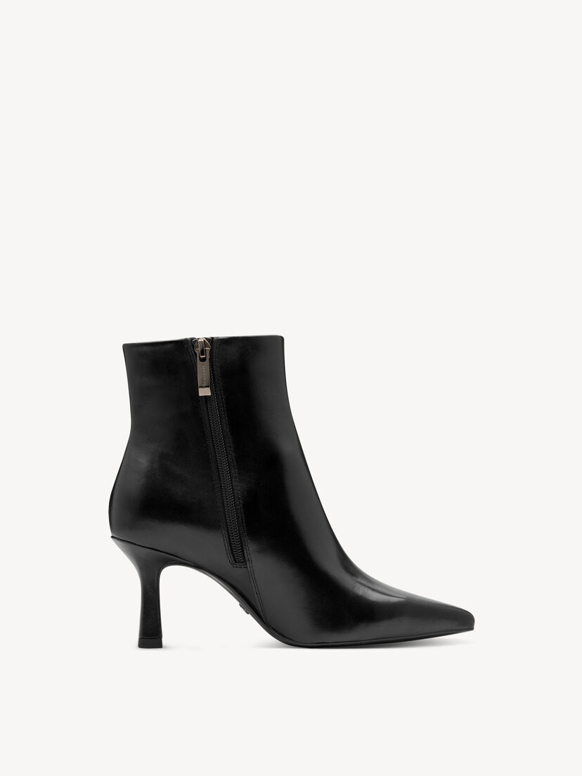 Leren Enkellaarsje - zwart, BLACK LEATHER, hi-res