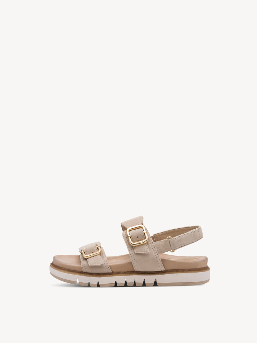 Leren Sandaal - bruin, BEIGE SUEDE, hi-res