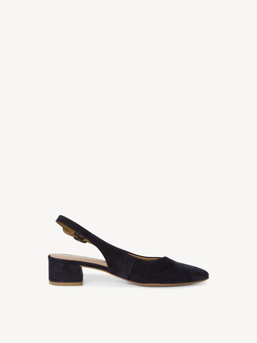 Leren Slingpumps - blauw, NAVY, hi-res