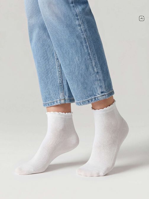Chaussettes, lot de 2, lemon/white, hi-res