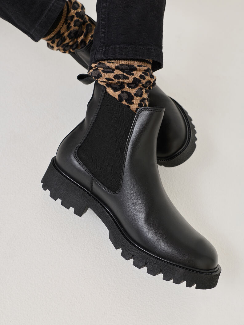 Bottine Chelsea en cuir - noir, BLACK, hi-res