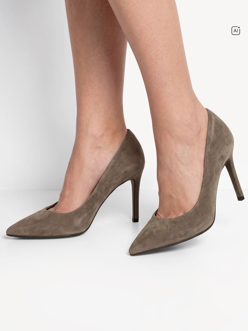Leren Pumps - bruin, TAUPE SUEDE, hi-res