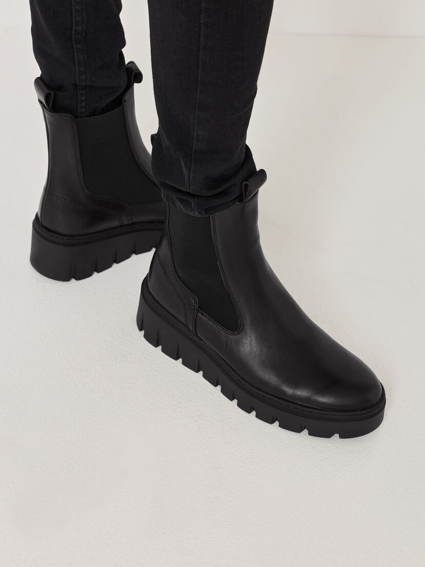 Leren Chelseaboot - zwart, BLACK, hi-res