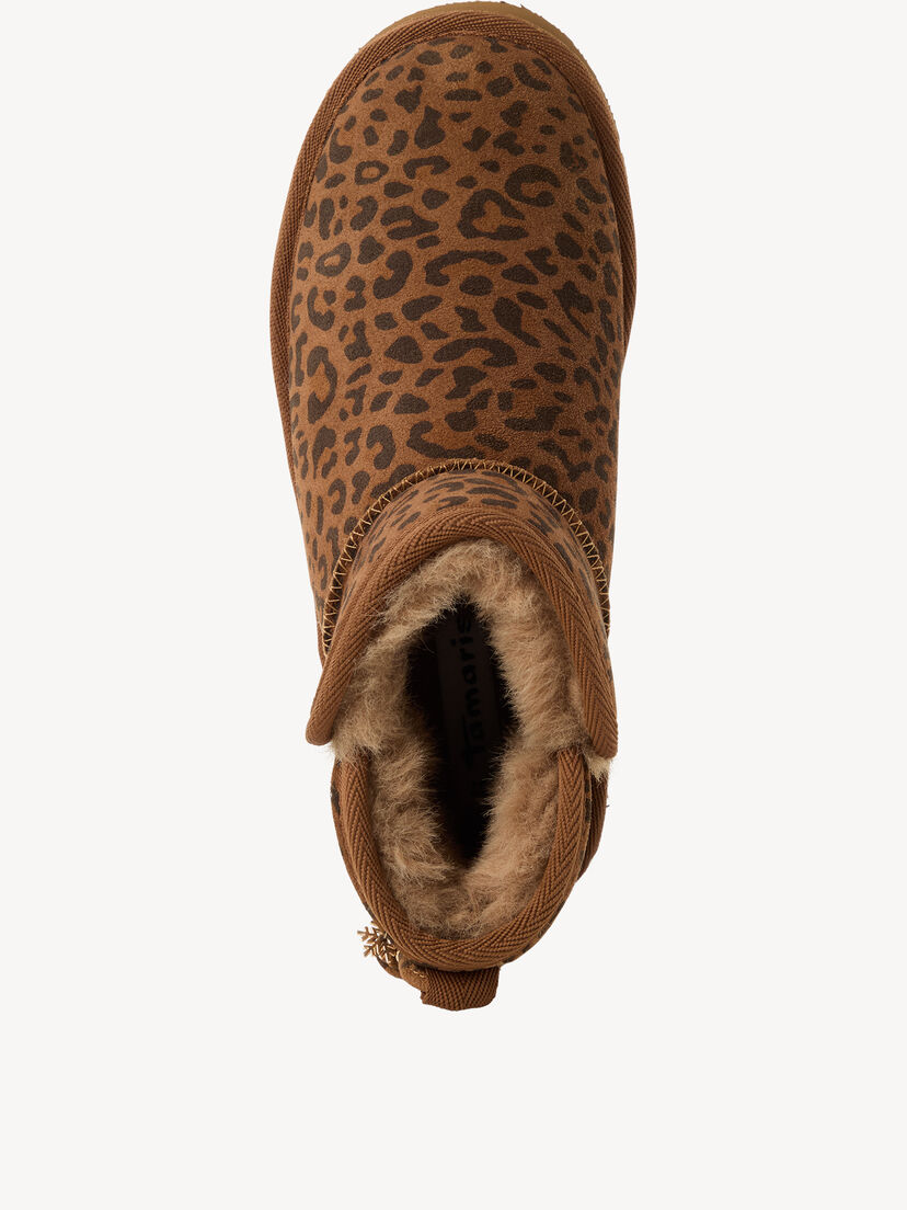 Leren Enkellaarsje - bruin warme voering, LEOPARD, hi-res
