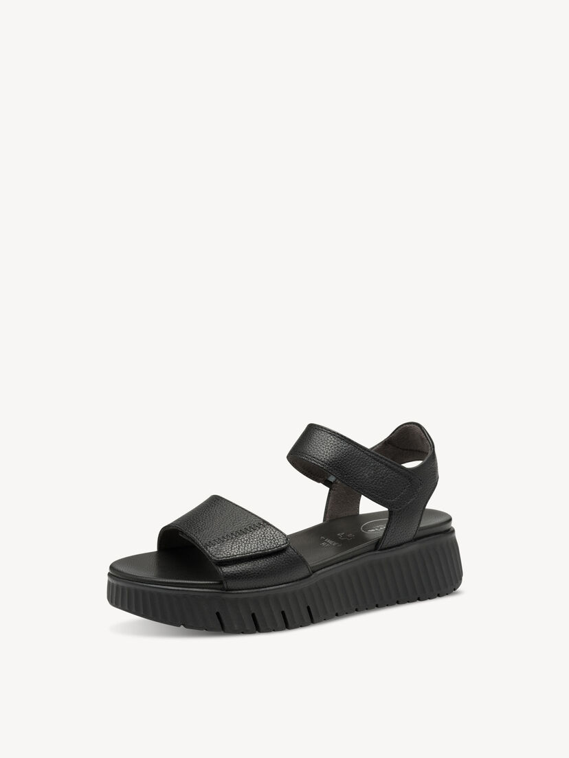 Leren Sandaaltje - zwart, BLACK, hi-res