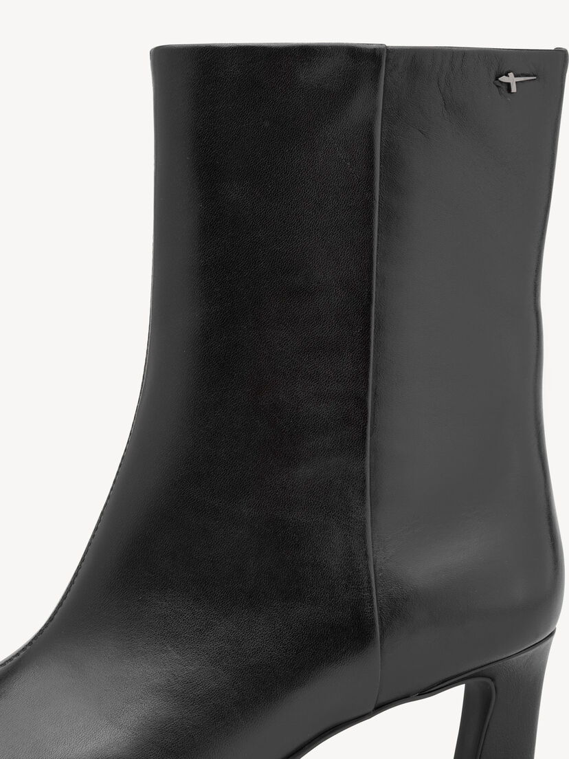 Leren Enkellaarsje - zwart, BLACK LEATHER, hi-res