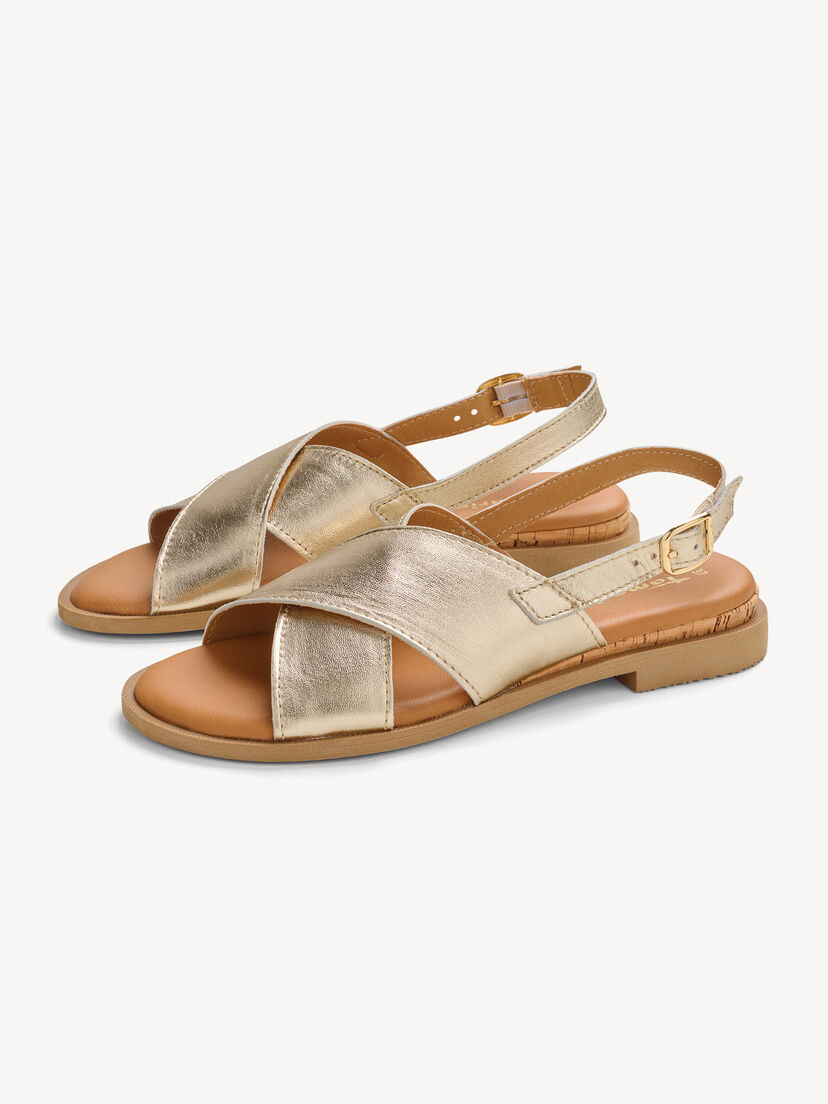 Leren Sandaal - goud, LIGHT GOLD MET, hi-res