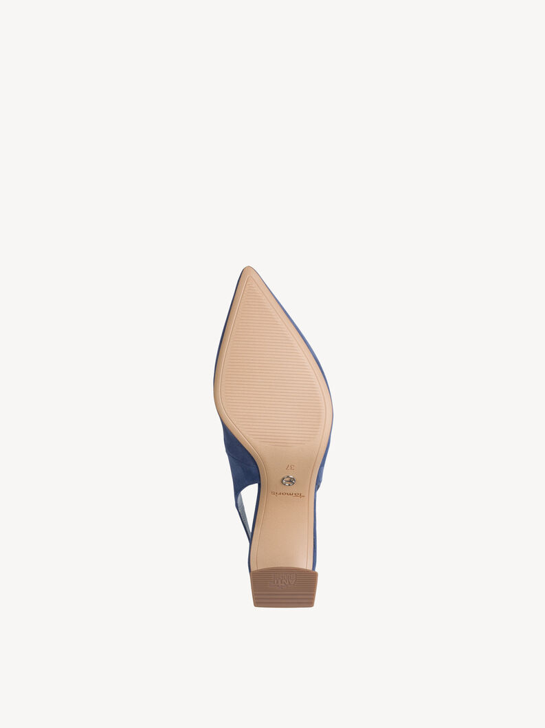 Leather sling pumps - blue, BLUE, hi-res