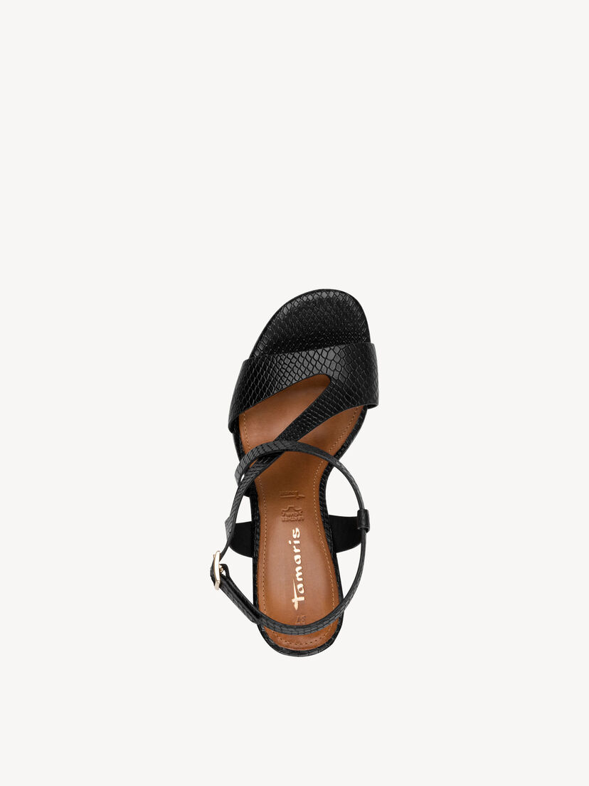 Leren Sandaaltje - zwart, BLACK STRUCT., hi-res