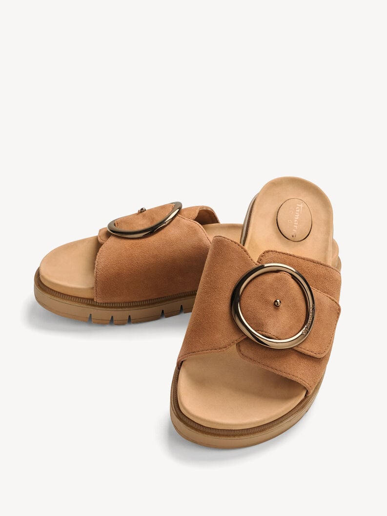 Leren Sandaal - bruin, COGNAC SUEDE, hi-res