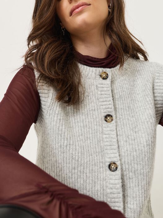 Strickweste, Light Grey Melange, hi-res