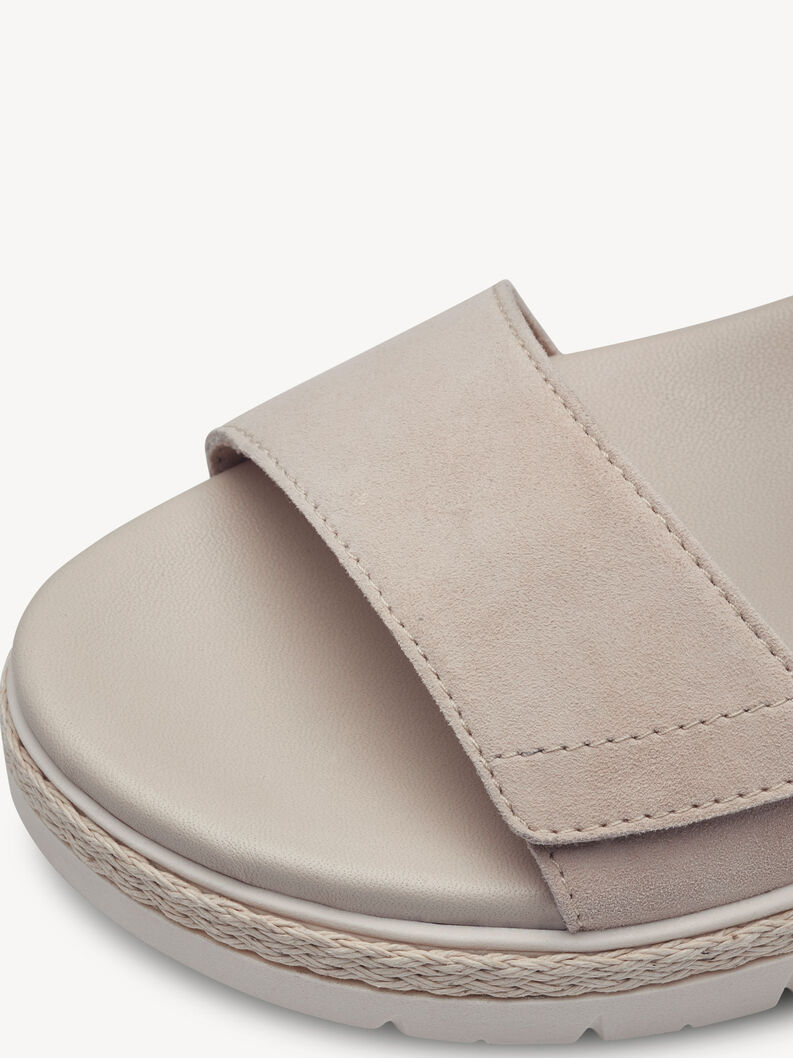 Sandale &agrave; talon en cuir - beige, IVORY, hi-res