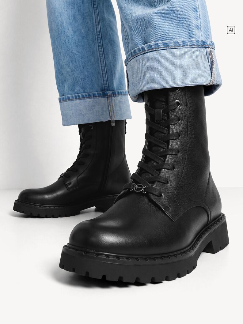 Bottine en cuir - noir, BLACK, hi-res