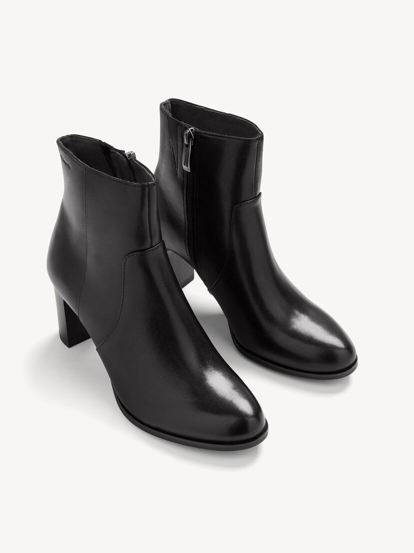 Leren Enkellaarsje - zwart, BLACK, hi-res