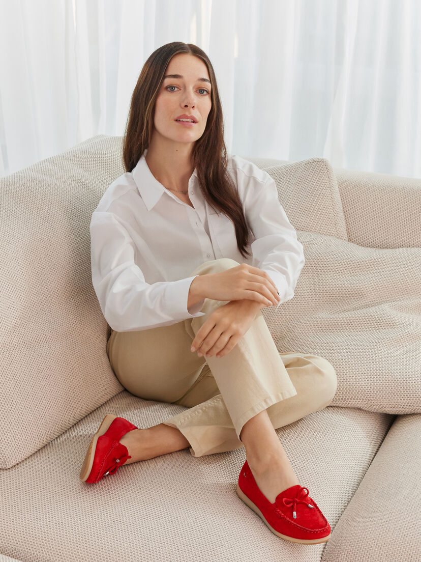 Leren Mocassin - rood, RED SUEDE, hi-res