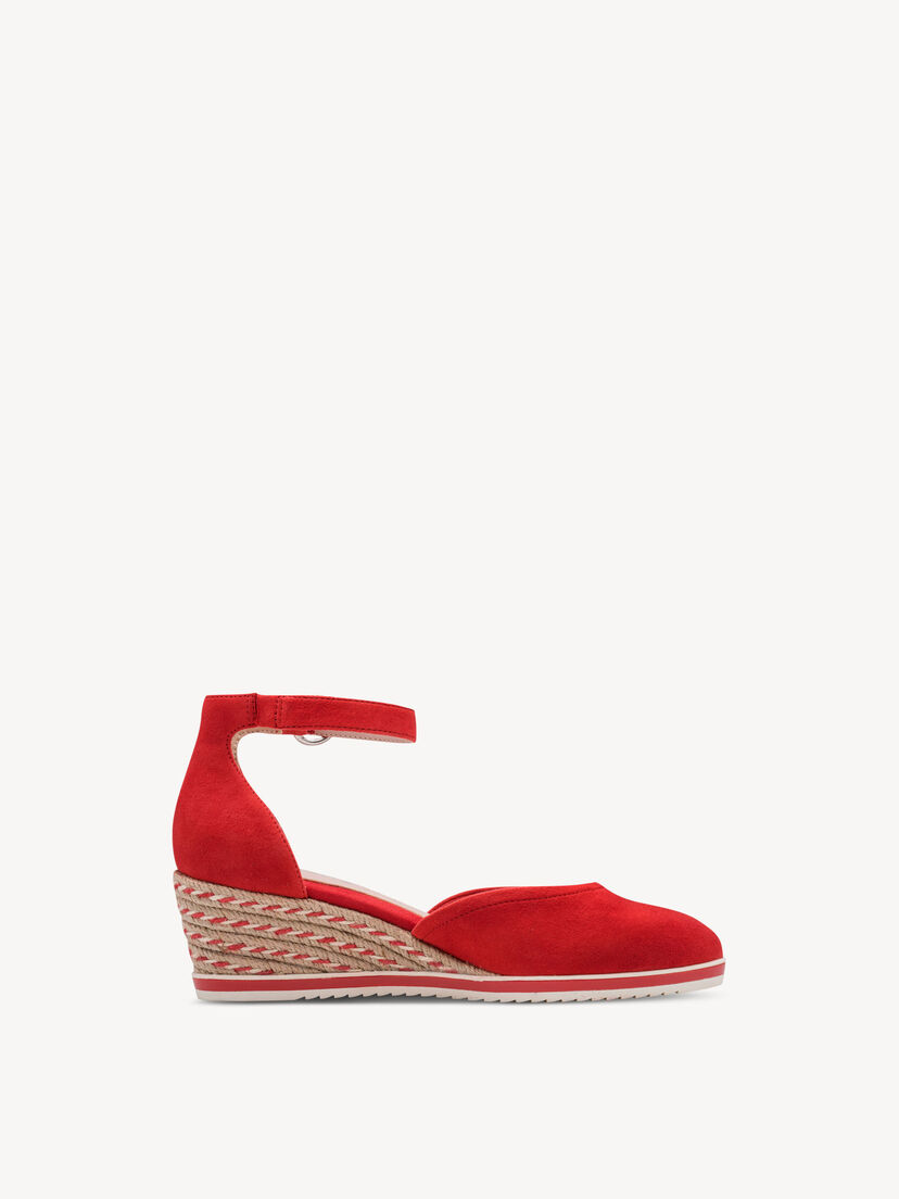 Leren Sleehakpumps - rood, RED, hi-res