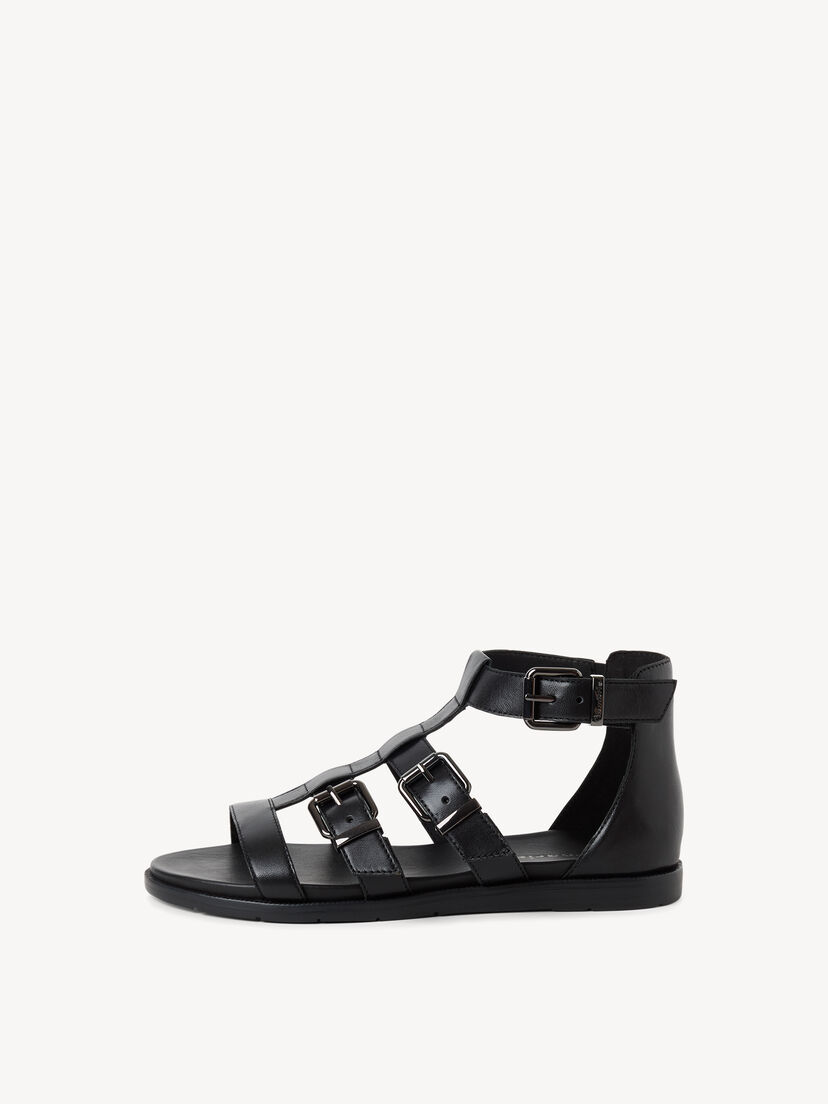Leren Sandaal - zwart, BLACK, hi-res