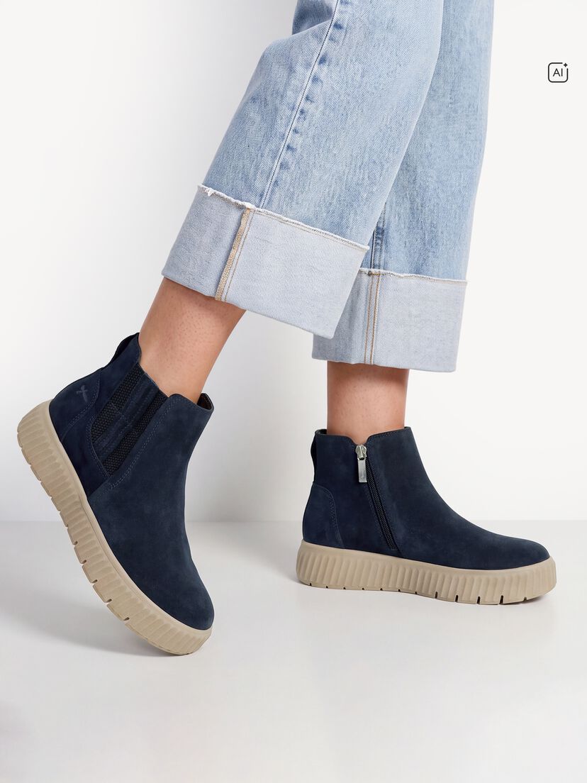 Leren Chelseaboot - blauw, NAVY SUEDE, hi-res