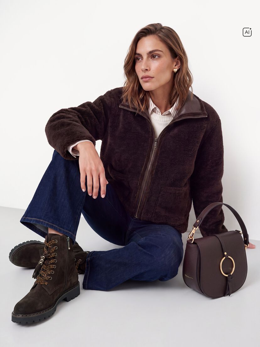 Leren Enkellaarsje - bruin, MOCCA, hi-res