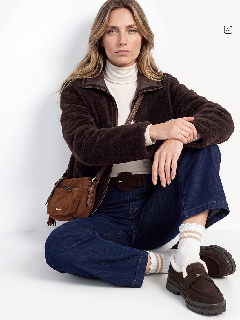 Leren Instappers - bruin, MOCCA, hi-res