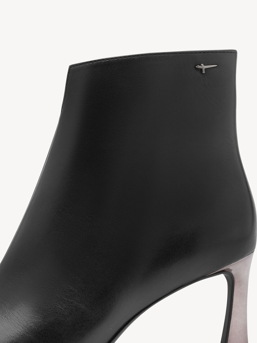 Leren Enkellaarsje - zwart, BLACK, hi-res