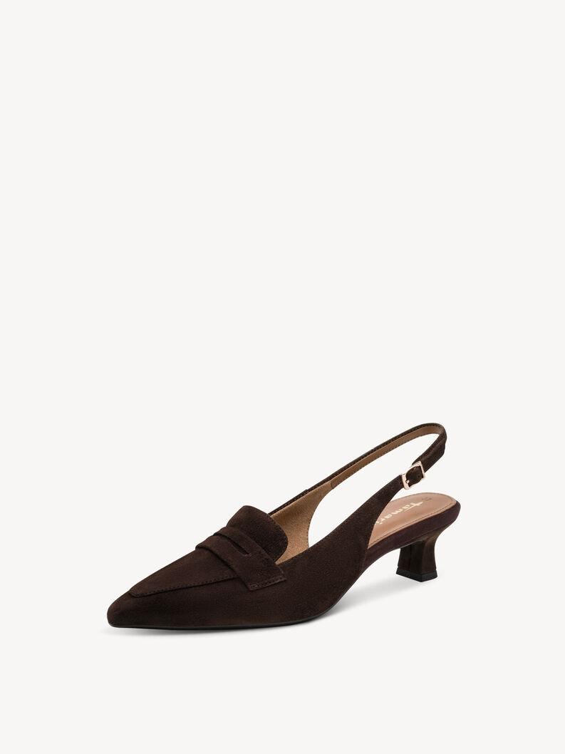 Leather sling pumps - brown, MOCCA, hi-res